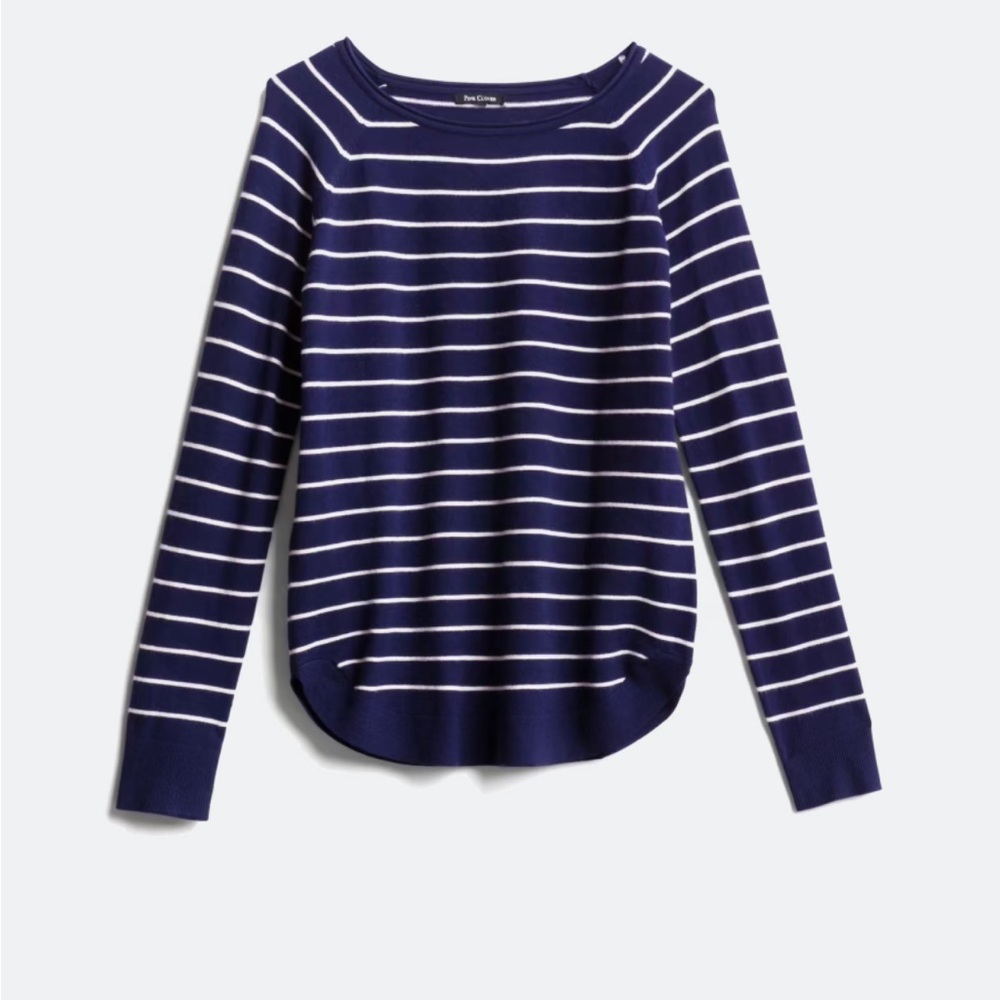 Pink Clover Navy and White Striped Crew Neck Sweater
